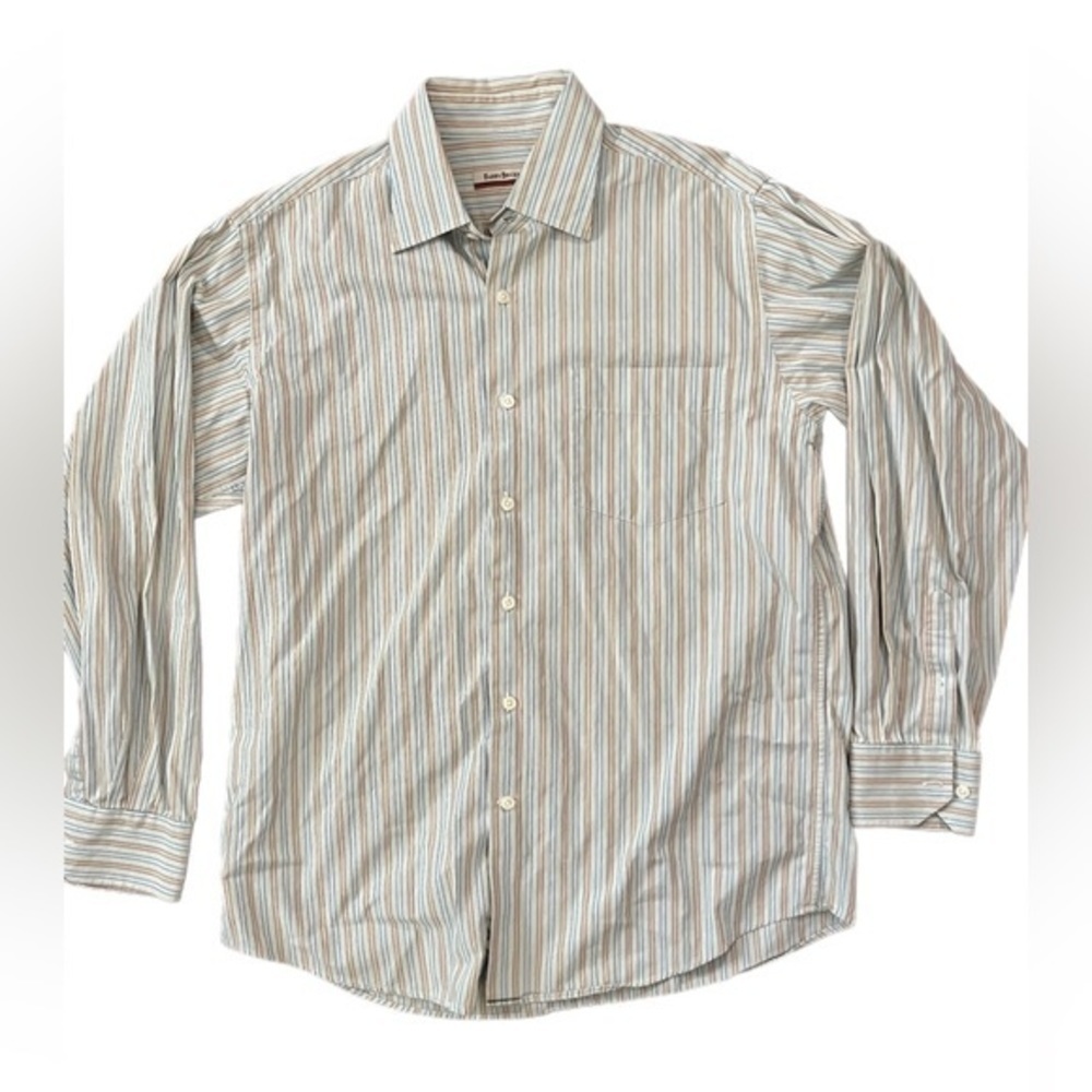 Barry Bricken Large Striped Long Sleeve Multicolor Button Up/Down Shirt. - Picture 4 of 8